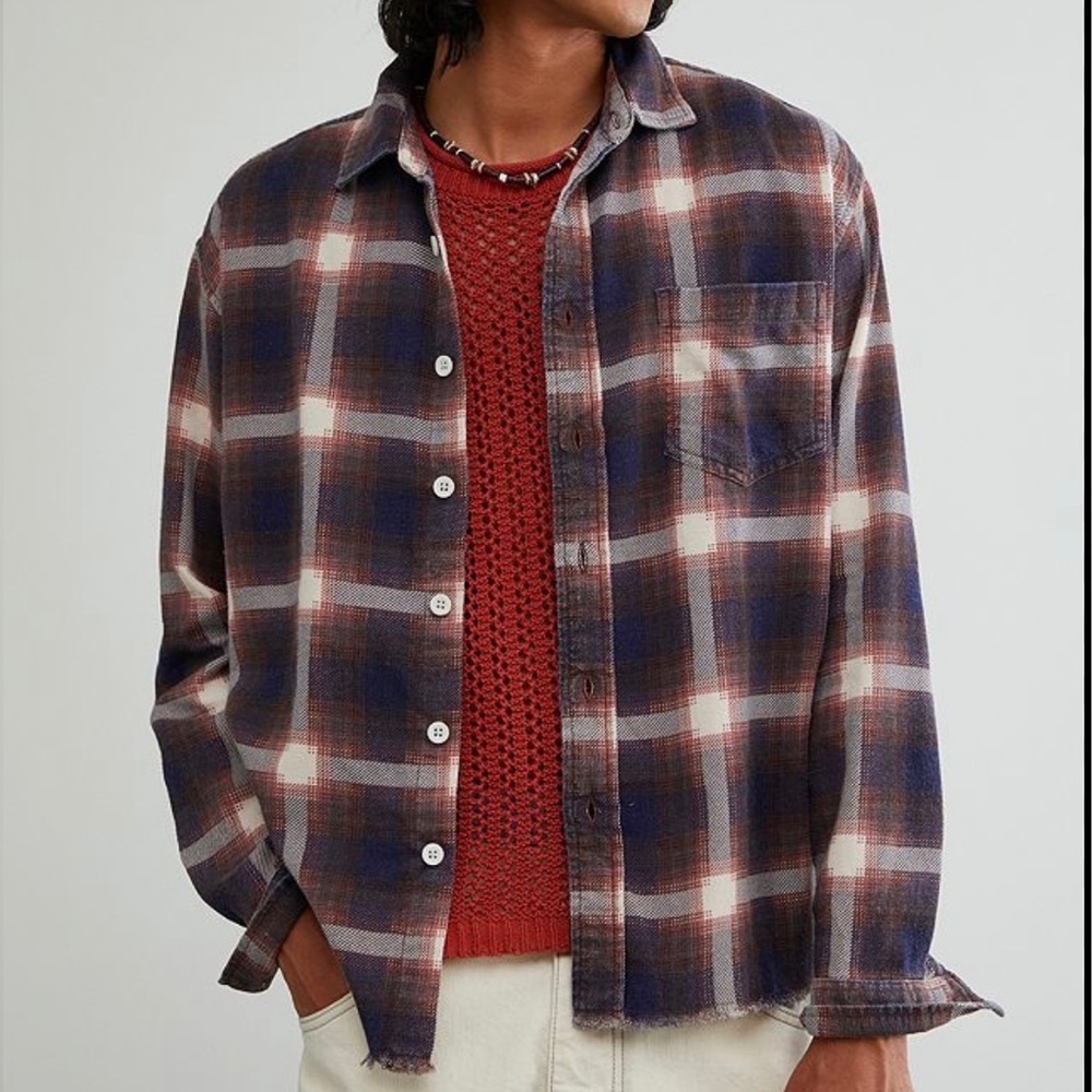Men’s urban outfitters bdg brown vintage pattern flannel shirt size small